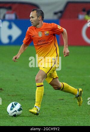 BUKAREST, RUMÄNIEN - 11. AUGUST 2012: Andres Iniesta aus Barcelona während des Freundschaftsspiels zwischen Dinamo Bucuresti und dem FC Barcelona in der Nationalarena. Stockfoto