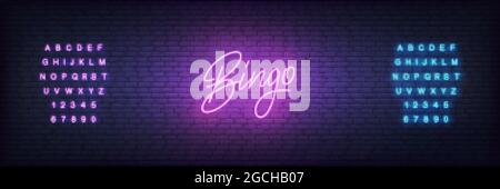 Bingo Neon-Vorlage. Glowing Neon Lettering Bingo Stock Vektor