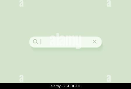 3D-Suchleiste. Browser-Schaltfläche für Website- und UI-Design. Formularvorlage suchen. Vektorgrafik auf weichem mintgrünen Hintergrund Stock Vektor
