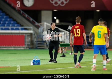 Yokohama, Japan. August 2021. AndreJardine (BRA) Fußball/Fußball : Olympische Spiele Tokio 2020 Männerfußball Goldmedaillenspiel zwischen Brasilien 2-1 Spanien im Internationalen Stadion Yokohama in Yokohama, Japan . Quelle: Mutsu Kawamori/AFLO/Alamy Live News Stockfoto