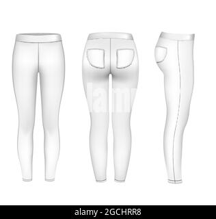 Frau tragen weiße leggings Mockup, auf Grau isoliert. Frauen in leggins  Vorlage. Tuch Hosen design Präsentation. Sport Hosen stretch Strumpfhosen  Modell trägt. Schlanke Beine Abbildung von Bekleidung Stockfotografie -  Alamy