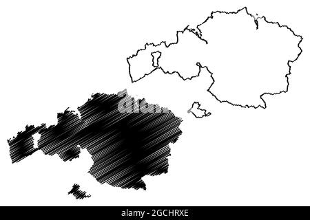 Provinz Biskaya (Königreich Spanien, Baskische Autonome Gemeinschaft, Baskenland) Kartenvektordarstellung, Skizze Biskaya-Karte Stock Vektor