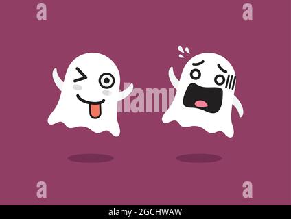 Lustige Geister Charakter. Emoji Cartoon Emoticons Stock Vektor