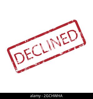 Abgelehnter Gummistempel, gedruckte Siegeltextur auf weißem Hintergrund isoliert. Vektor-Stempel Gummiabfall, abgelehnt Symbol Grunge Stil, Zeichen für Stock Vektor