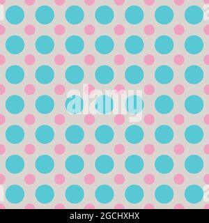 Polka Dot Muster, Blue Radiance Mix mit Prism Pink und White Sand Color. Nahtloser Hintergrund für Grafik-Design, Stoff, Textil, Mode. Farbtr Stockfoto