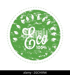 Garantie Öko Produkt Textur des Siegeldrucks. Vektor natürliche Garantie und umweltfreundliche Gummi Stempel Element Illustration Stock Vektor