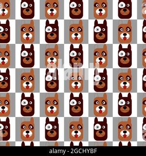 Hundemuster. Hund Schnauze wiederholen Hintergrund. Endlose Textur. Cartoon-Hundekopf. Vektorgrafik Stock Vektor