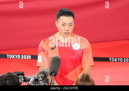 Shizuoka, Japan. August 2021. Yudai Nitta (JPN) Radfahren: Männer Keirin Halbfinale während der Olympischen Spiele 2020 in Tokio auf dem Izu Velodrome in Shizuoka, Japan . Quelle: Shutaro Mochizuki/AFLO/Alamy Live News Stockfoto