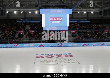 Lausanne, Schweiz. Januar 2020. Allgemeine Ansicht Eiskunstlauf : Gesamtansicht der Lausanner Eislaufarena während der Olympischen Winterspiele der Jugend in Lausanne 2020 in der Schweiz . Quelle: Naoki Morita/AFLO SPORT/Alamy Live News Stockfoto