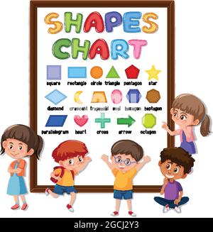 Shapes Chart Board mit vielen Kindern Illustration Stock Vektor