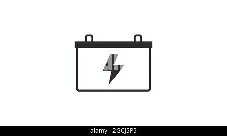 Batteriesymbol. Vektor isolierte flache bearbeitbare Schwarz-Weiß-Abbildung einer Batterie Stock Vektor