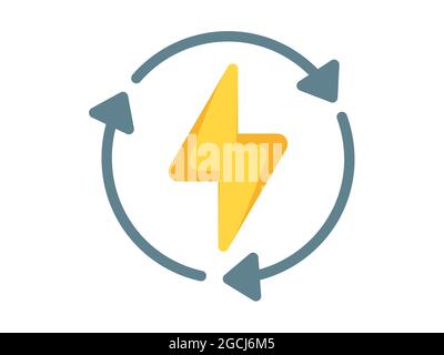 Elektrische Leistung Blitz Donner einzelne isolierte Symbol mit flachen Stil Vektor-Illustration Stockfoto