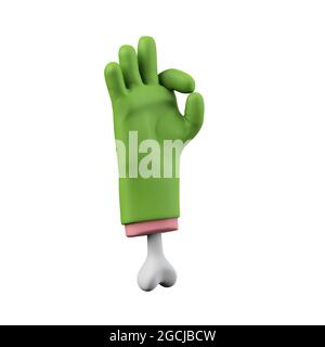 Cartoon gruselige halloween grüne Monster Hand. 3D-Rendering Stockfoto