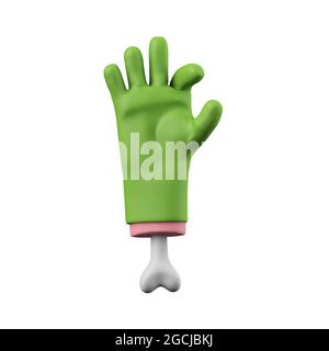 Cartoon gruselige halloween grüne Monster Hand. 3D-Rendering Stockfoto
