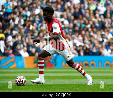 London, England - 08. August: Bukayo Saka von Arsenal während der Mind Series zwischen Tottenham Hotspur und Arsenal im Tottenham Hotspur Stadion, London, Stockfoto