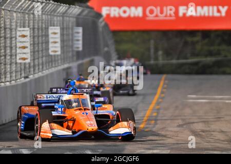 08. August 2021: Scott Dixon, Fahrer der NTT IndyCar Series, fährt beim ersten Big Machine Music City Grand Prix auf den Straßen von Nashville in Nashville, TN, die PNC Bank - Chip Ganassi Racing Honda in die dritte Runde. Austin McAfee/CSM Stockfoto