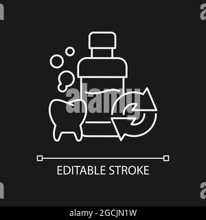 Mundwasser Nachfülltinte weißes lineares Symbol für dunkles Thema Stock Vektor