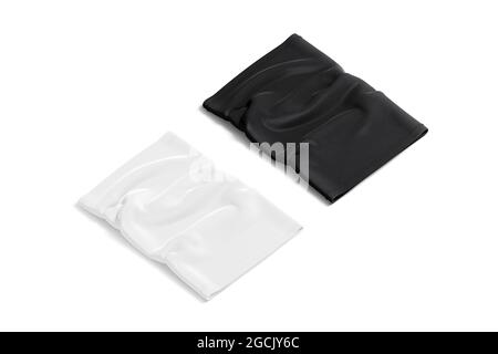 Blank schwarz-weiß Nackengamasche, Vorderseitenansicht, 3d-Rendering. Leeres Sportband zum Wandern im Mock-up, isoliert. Klare Bandana oder ne aus Stoff Stockfoto