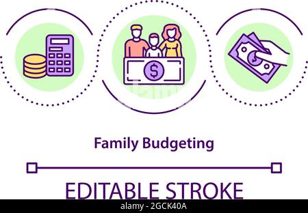 Symbol für das Konzept der Familienbudgetierung Stock Vektor