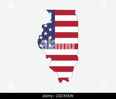 Illinois Karte auf amerikanischer Flagge. IL, USA State Map auf US-Flagge. Symbol „EPS-Vektorgrafik Clipart“ Stock Vektor