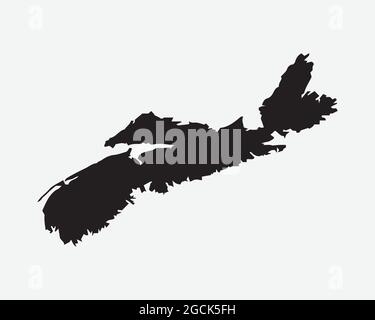 Nova Scotia Kanada Karte Schwarze Silhouette. NS, Canadian Province Shape Geography Atlas Border Boundary. Schwarze Karte auf weißem Hintergrund isoliert. EPS-Ve Stock Vektor