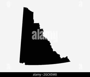 Yukon Kanada Karte Schwarze Silhouette. YT, Canadian Territory Shape Geography Atlas Border Boundary. Schwarze Karte auf weißem Hintergrund isoliert. EPS-Vektor Stock Vektor