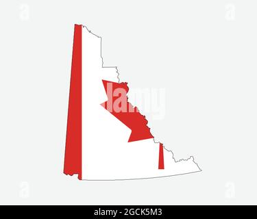 Yukon Karte auf kanadischer Flagge. YT, CA Gebietskarte auf Kanada Flagge. Symbol „EPS-Vektorgrafik Clipart“ Stock Vektor