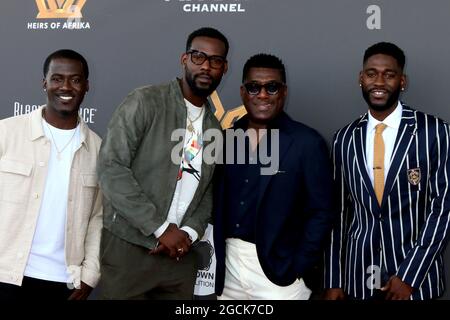 Marina Del Rey, USA. August 2021. Kwesi Boakye, Kofi Siriboe, Kwame Boakye und Kwame Boateng bei den Erben der 4. Internationalen Frauenpreise von Afrika im Marriott Marina Del Rey am 8. August 2021 in Marina Del Rey, CA (Foto: Katrina Jordan/Sipa USA) Quelle: SIPA USA/Alamy Live News Stockfoto