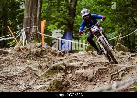 Veronika WIDMANN aus Italien, 3. Platz Elite Frauen, während der UEC MTB Downhill Europameisterschaft 2021, Radsport-Event am 8. August 2021 in Maribor, Slowenien - Foto Olly Bowman / DPPI Stockfoto