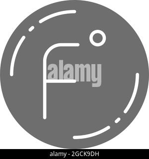 Fahrenheit Temperatur, graues Thermometer-Symbol. Isoliert auf weißem Hintergrund Stock Vektor