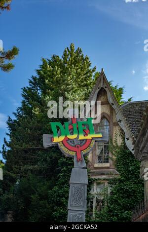 Duell the Haunted House Interactive Ride im Alton Towers Theme Park Staffordshire Stockfoto