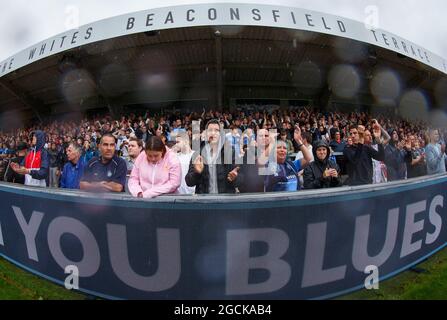 High Wycombe, Großbritannien. August 2021. Unterstützer während des Sky Bet League 1-Spiels zwischen Wycombe Wanderers und Accrington Stanley am 7. August 2021 in Adams Park, High Wycombe, England. Foto von Andy Rowland. Quelle: Prime Media Images/Alamy Live News Stockfoto