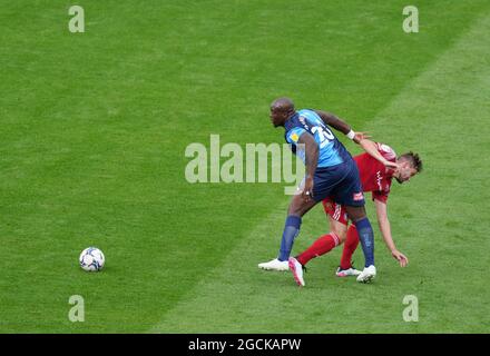 High Wycombe, Großbritannien. August 2021. Adebayo Akinfenwa von Wycombe Wanderers während des Spiels der Sky Bet League 1 zwischen Wycombe Wanderers und Accrington Stanley am 7. August 2021 in Adams Park, High Wycombe, England. Foto von Andy Rowland. Quelle: Prime Media Images/Alamy Live News Stockfoto