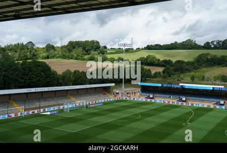 High Wycombe, Großbritannien. August 2021. Gesamtansicht des Stadionvorspieles während des Sky Bet League 1-Spiels zwischen Wycombe Wanderers und Accrington Stanley am 7. August 2021 in Adams Park, High Wycombe, England. Foto von Andy Rowland. Quelle: Prime Media Images/Alamy Live News Stockfoto