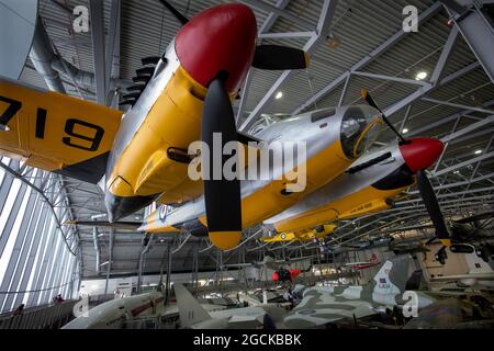 Duxford Imperial war Museum Foto von Brian Harris 5. August 2021 IMW Duxford, Cambridgeshire England Großbritannien. De Havilland Mosquito TT35 Flugzeuge auf di Stockfoto