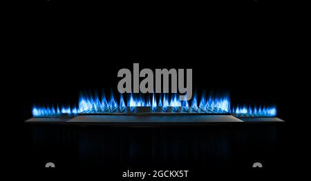 Details von Gasherd mit Flamme. 3d-Rendering Stockfoto