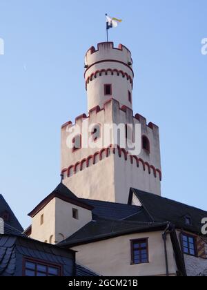 Die Marksburg ist ein Schloss über der Stadt Braubach in Rheinland-Pfalz, deutsch Stockfoto