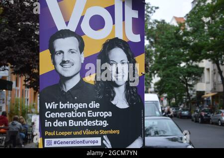 Wahlplakate in Schöneberg, Berlin, Deutschland - 9. August 2021. Stockfoto