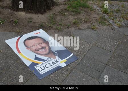 Wahlplakate in Schöneberg, Berlin, Deutschland - 9. August 2021. Stockfoto