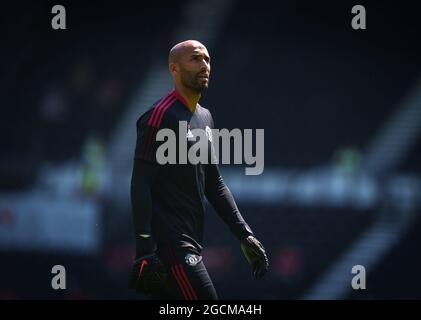 Derby, Großbritannien. Juli 2021. Torhüter Lee Grant of man Utd im Vorspiel der Vorsaison 2021/22 zwischen Derby County und Manchester United am 18. Juli 2021 im iPro Stadium, Derby, England. Foto von Andy Rowland. Quelle: Prime Media Images/Alamy Live News Stockfoto