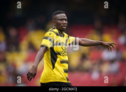 Watford, Großbritannien. Juli 2021. Peter Etebo (Leihgabe von Stoke City) aus Watford während des 2021/22 Pre Season Freundschaftsspiel zwischen Watford und West Bromwich Albion in der Vicarage Road, Watford, England am 24. Juli 2021. Foto von Andy Rowland. Quelle: Prime Media Images/Alamy Live News Stockfoto