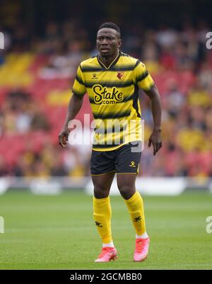 Watford, Großbritannien. Juli 2021. Peter Etebo (Leihgabe von Stoke City) aus Watford während des 2021/22 Pre Season Freundschaftsspiel zwischen Watford und West Bromwich Albion in der Vicarage Road, Watford, England am 24. Juli 2021. Foto von Andy Rowland. Quelle: Prime Media Images/Alamy Live News Stockfoto