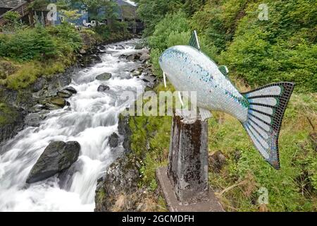 Ein Blick auf den Ketchikan River, in Ketchikan, Alaska, einem der primären Lachsgewässer im Westen Alaskas. Stockfoto