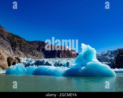 Erkunden Sie den wunderschönen kitewater Gletscher des South Sawyer Gletschers per Tierkreis im Tracy Arm Wildnisgebiet, Tongass National Forest, Alaska, USA Stockfoto