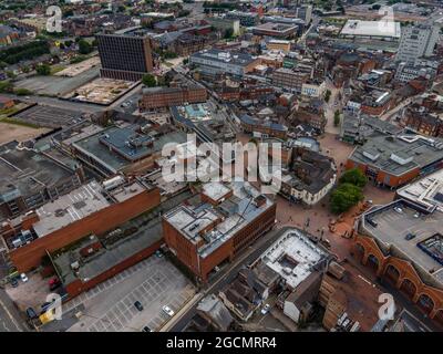 Hanley Stoke on Trent City Centre Aerial Drone View Inc The Potteries Shopping Centre Stockfoto