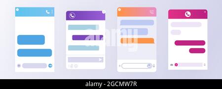 Flacher Satz von Chat-bot-Wählfenstern für den Kundensupport. Popup-Online-Fenster zur Unterstützung des Benutzers. KI-Dienste für die Kommunikation in der mobilen Smartphone-App, Website. Bot-Layouts für virtuelle Assistenten. Stock Vektor