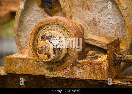Nahaufnahme eines alten Vintage-Schleifsteins Stockfoto
