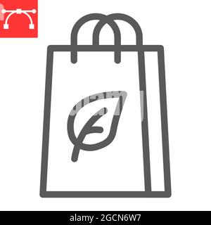 Eco Bag Line Icon, wiederverwendbar und Ökologie, ecobag Vektor Icon, Vektorgrafiken, editierbare Kontur Umrisszeichen, eps 10. Stock Vektor