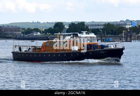 MV Havengore ist die Motoreneinführung, die 1965 den Leichnam von Sir Winston Churchill zur Ruhe brachte. Das Schiff diente einst als hydrographische Abschussrampe Stockfoto