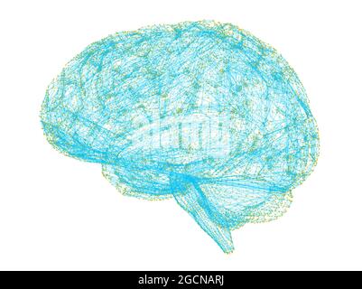 Wie das Gehirn funktioniert. Synapsen und Neuronen. Verbindungen. Kümmern Sie sich um Ihr Gehirn, Anregungen und Ideen. Degenerative Erkrankungen, Parkinson und Alzheimer Stockfoto